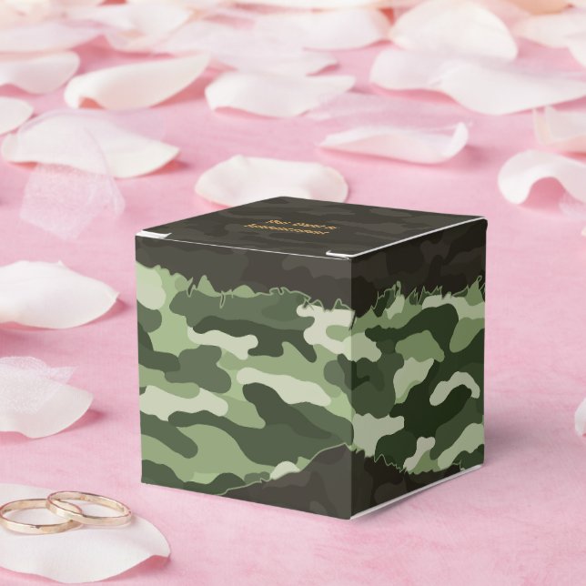 Caja Para Regalos Camuflaje verde robusto personalizado (Boda)
