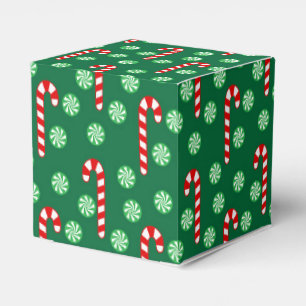 Caja Para Regalos Caña de Caramelo Roja Verde de Navidad