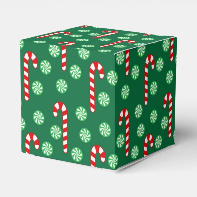 Caja Para Regalos Caña de Caramelo Roja Verde de Navidad (Reverso Costado)