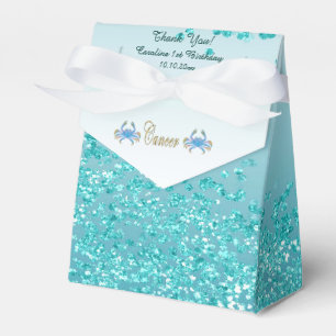 Caja Para Regalos Cáncer de oro y Purpurina azul Verde azulado Cumpl