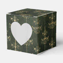 Caja Para Regalos Candeleros Vintage Verde y Dorado