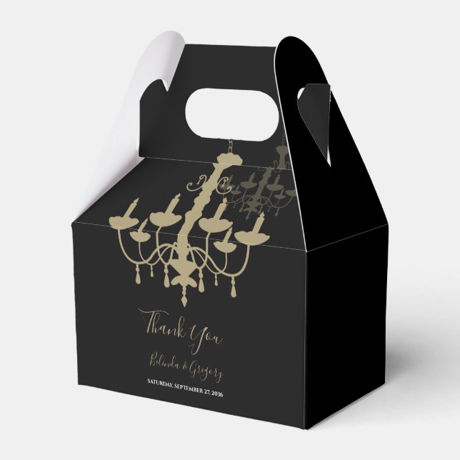 Caja Para Regalos Candil de Boda de Oro Negro (Front Side)