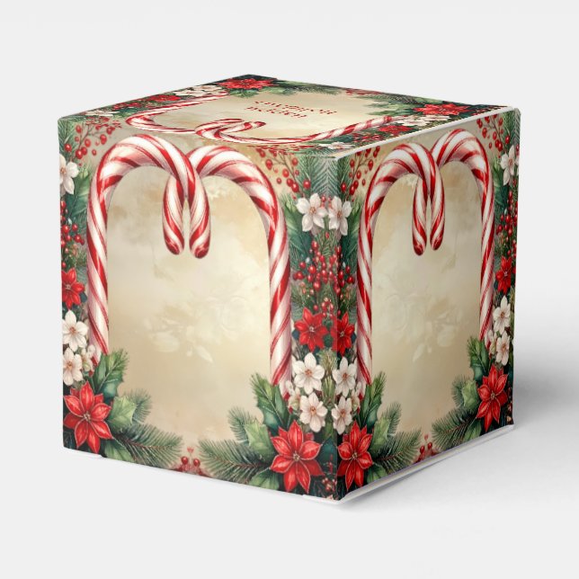 Caja Para Regalos Candy Cane Christmas Holiday Favor Box (Reverso Costado)