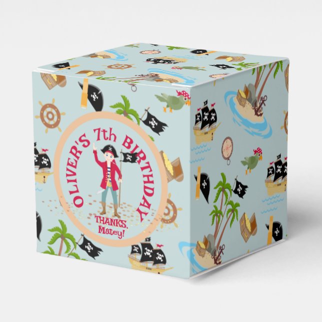 Caja Para Regalos Capitán de la Fiesta de Cumpleaños del Barco Pirat (Costado Anverso)