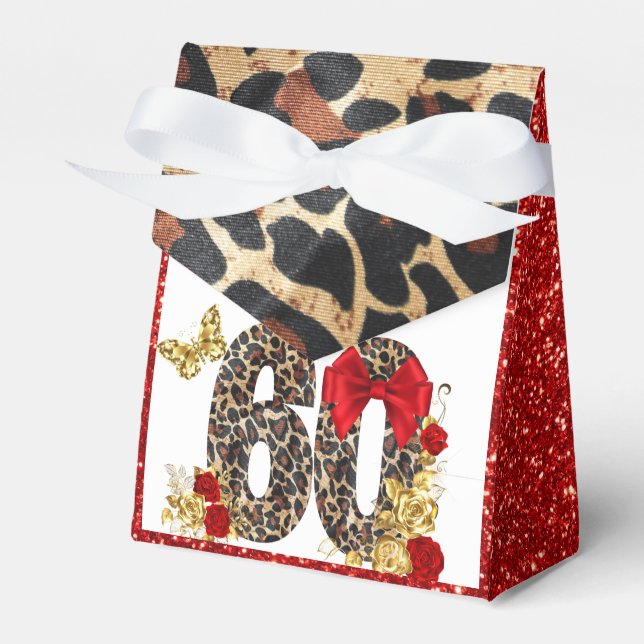 Caja Para Regalos Capítulo 60 Leopardo Rojo y Oro 60 cumpleaños (Front Side)