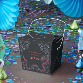 Caja Para Regalos Caprichoso Dragón Negro Rojo Damask Fiesta de Dulc