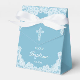 Caja Para Regalos Cara blanca sobre la carpa del bautismo azul paste