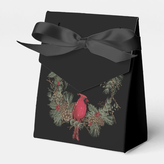Caja Para Regalos Cardenal Rojo Espumoso En Una Guirnalda De Ramas D (Front Side)