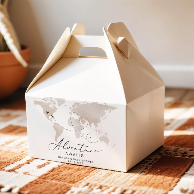 Caja Para Regalos CARMEN Beige Map Adventure Baby Shower (Subido por el creador)