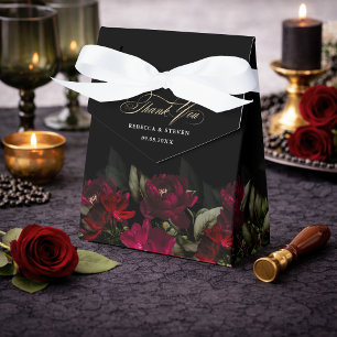 Caja Para Regalos Carpa de boda gótica floral chic oscura roja