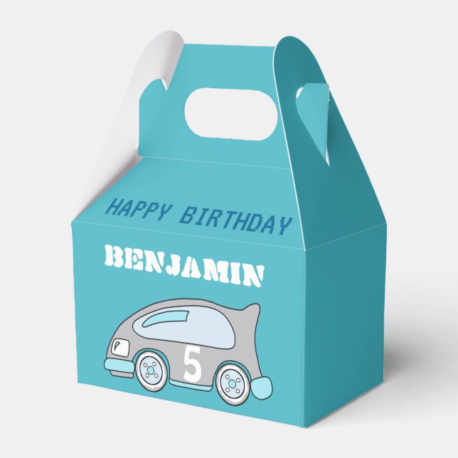 Caja Para Regalos Carreras Car Blue Happy Birday (Front Side)