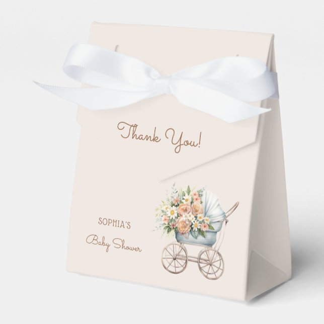 Caja Para Regalos Carruaje de Bebé Floral Boho Fiesta de Bebé (Front Side)