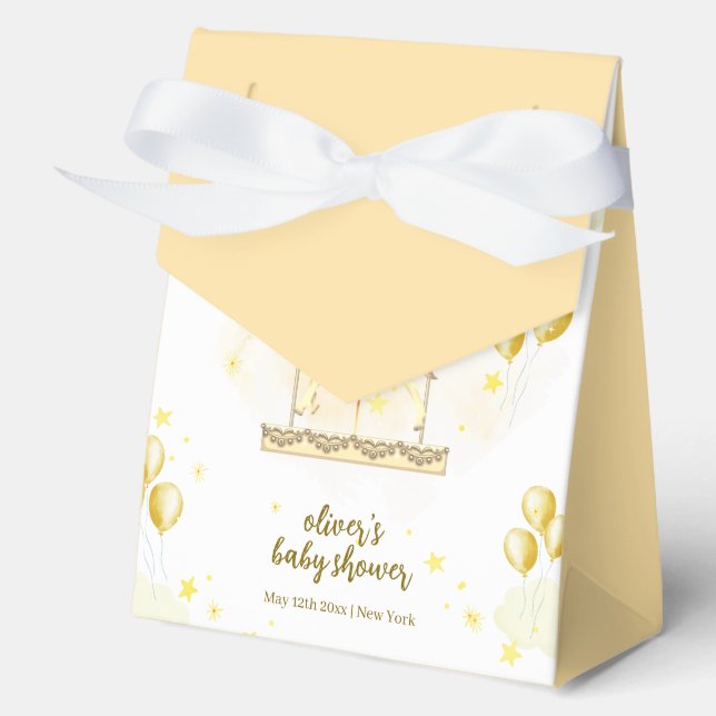 Caja Para Regalos Carrusel de globo mágico Gold Elegant Baby Shower (Anverso)
