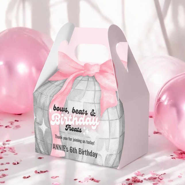 Caja Para Regalos Cartas de burbuja rosado Bow plateado Disco Ball C (Subido por el creador)