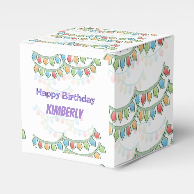 Caja Para Regalos Cartel de Feliz Cumpleaños Pennant (Costado Anverso)