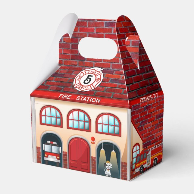 Caja Para Regalos Casa de la Estación de Bomberos | Fiesta de cumple (Front Side)