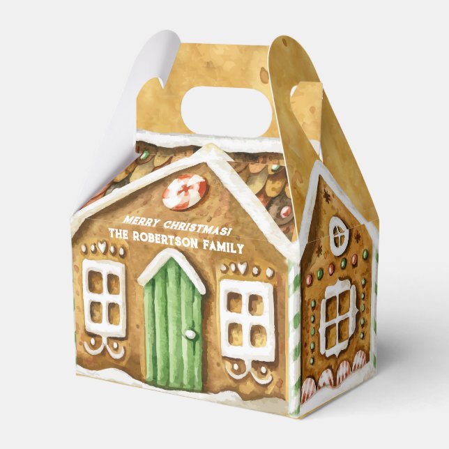 Caja Para Regalos Casa de Pan de Jengibre de Navidad (Front Side)