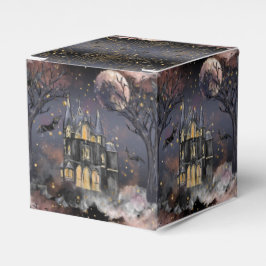 Caja Para Regalos Casa embrujada | Árbol y murciélagos de luna llena