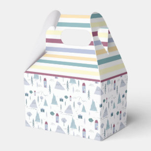 Caja Para Regalos Casas Cutas Árboles Montañas Patrón moderno