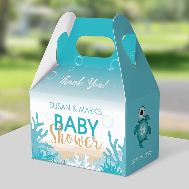 Caja Para Regalos Casilla Baby Shower con tema de tortuga marina (Subido por el creador)