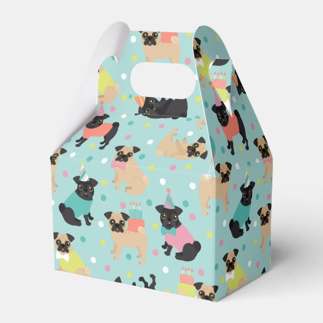 Caja Para Regalos Casilla de favores de la fiesta de Pug (Front Side)