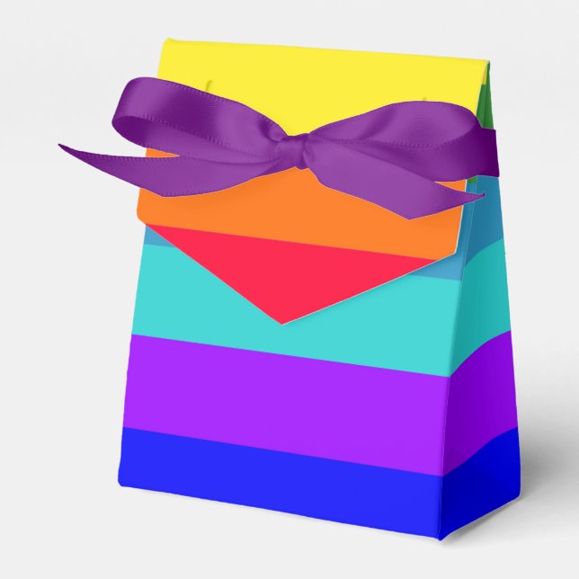 Caja Para Regalos Casilla de favoritas de rayas arcoiris negrita (Front Side)