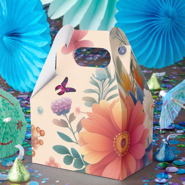 Caja Para Regalos Casilla del Favor de la Flor Feliz (Fiesta)