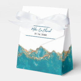 Caja Para Regalos Casilla Favor De La Boda De Mármol Azul Y Oro