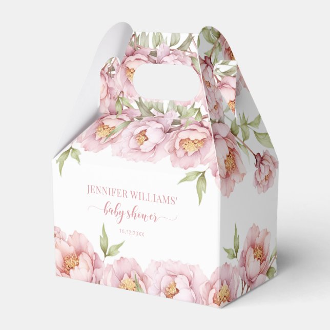 Caja Para Regalos Casilla rosa elegante florida de bebé ducha de car (Front Side)