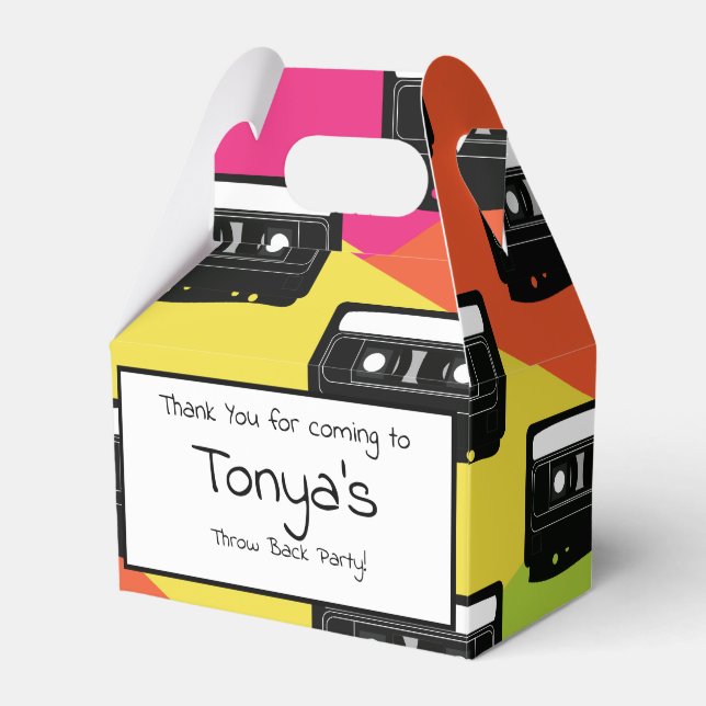 Caja Para Regalos Cassette de cumpleaños tween de neón de los 80 y 9 (Front Side)