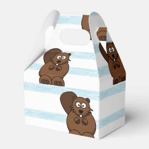 Caja Para Regalos castor en franjas azules