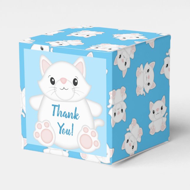 Caja Para Regalos Cat Baby Shower Kitty Blue (Costado Anverso)