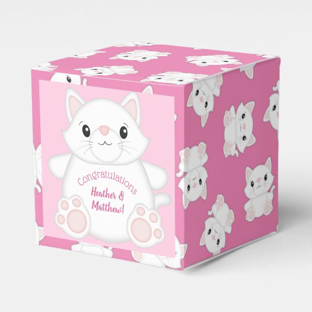 Caja Para Regalos Cat Baby Shower Kitty Pink (Costado Anverso)