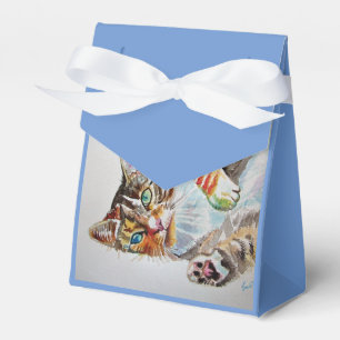 Caja Para Regalos Cat Watercolor Birday Party Cake Favor Box