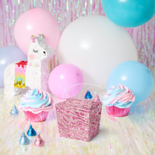 Caja Para Regalos Cebra de Purpurina Girly Pink y Rubor
