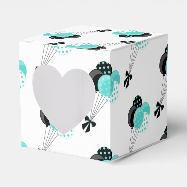 Caja Para Regalos Celebración de globos verde azulados y negros (Anverso)