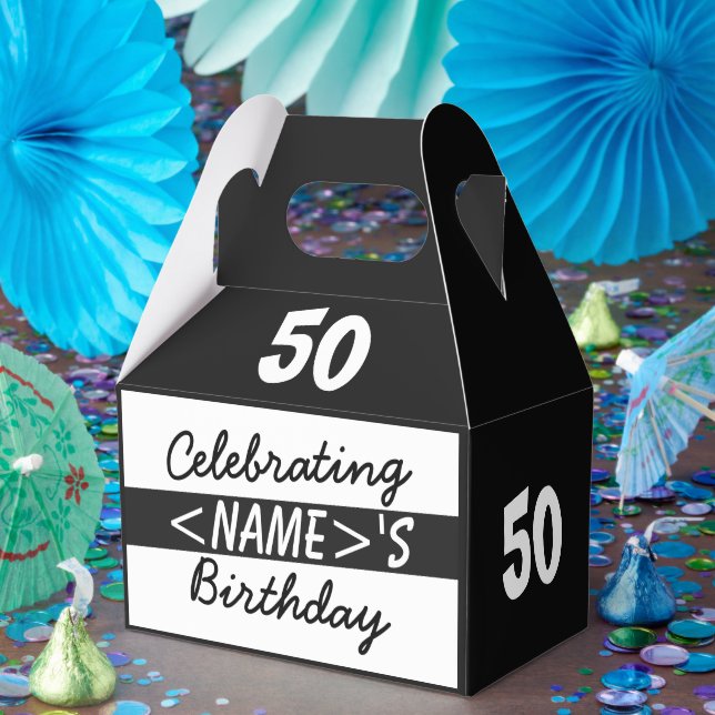 Caja Para Regalos Celebración de un 50 cumpleaños Añadir nombre a la (Fiesta)