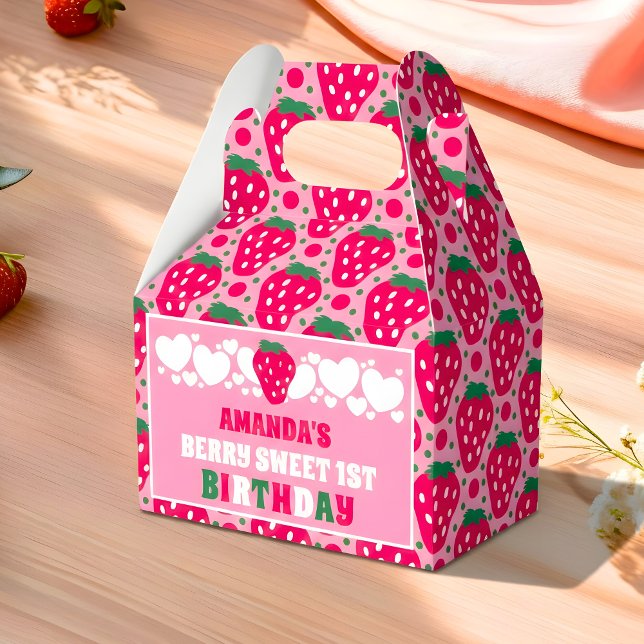 Caja Para Regalos Celebración del Primer Cumpleaños de Fresa (Subido por el creador)