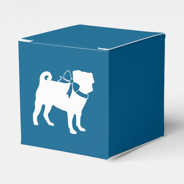 Caja Para Regalos Celebración del tema azul Pug Fiesta (Costado Anverso)