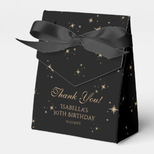 Caja Para Regalos Celestial Black Gold Sun Moon Stars 30 cumpleaños