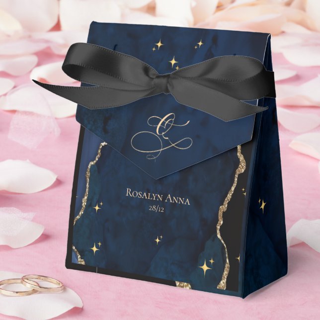 Caja Para Regalos  Celestial Blue Quinceanera Midnight Stars Moon  (Boda)