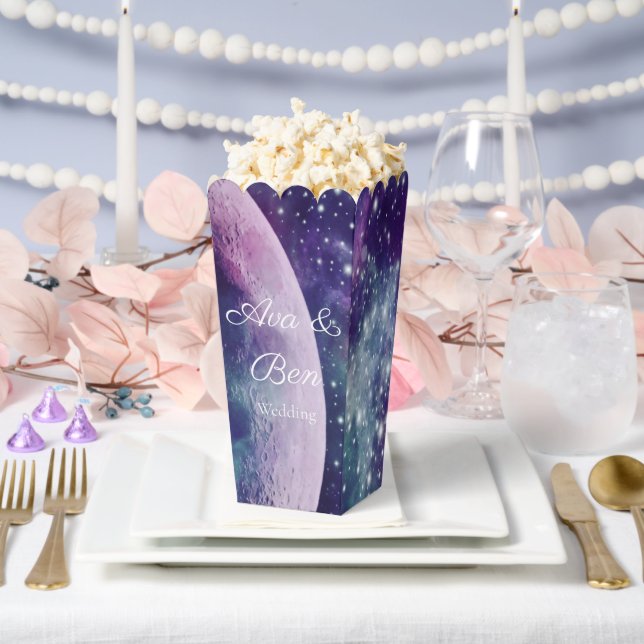 Caja Para Regalos Celestial Purple Galaxy Moon Wedding  (Boda)