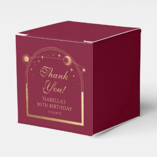 Caja Para Regalos Celestial Red Gold Sun Moon Stars 30 cumpleaños