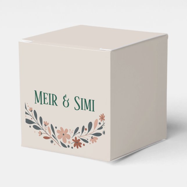 Caja Para Regalos Cena floral verde Favor Box (Costado Anverso)
