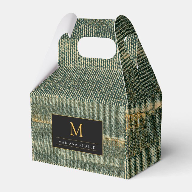 Caja Para Regalos Cepillo verde elegante con oro y negro (Front Side)