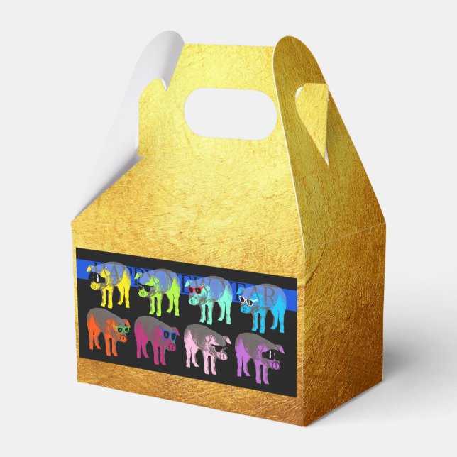 Caja Para Regalos Cerdo Chino Año Nuevo 2019 Pop Gold Favor Box (Front Side)