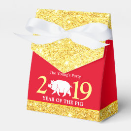 Caja Para Regalos Cerdo de Año Rojo Glam Gold 2019 Año Nuevo chino