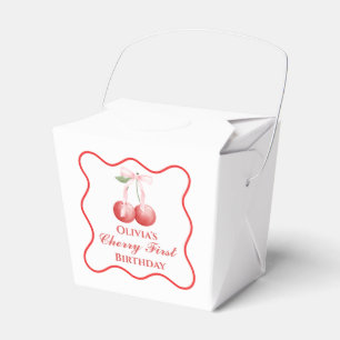Caja Para Regalos Cereza primer cumpleaños lazo rosa Gingham