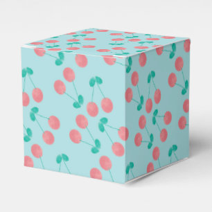 Caja Para Regalos Cerezas Pintadas a Mano Acuarela Rosa Turquesa