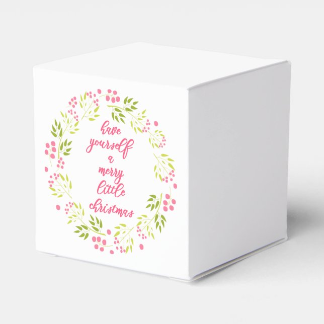 Caja Para Regalos Cerezos Navidades pequeños - Flor Wreath Favorito  (Reverso Costado)